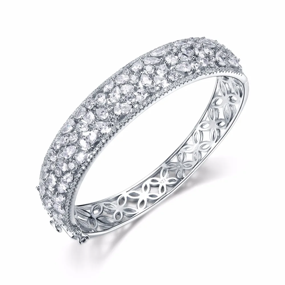 

Hot New Big CZ Silver Bangle For Lady Rhodium plated Luxury 925 sterling silverTrendy Bracelet bangles sterling-silver-jewelry