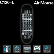 New Backlight C120 air Mouse 6 axes Gyroscope English Rechargeable C120 Mini Wireless Keyboard 2.4G for Android TV Box PC