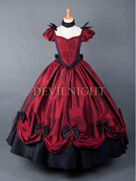 Красное платье принцессы готический, викторианской эпохи платье/Свадебное платье, одежда для вечеринок