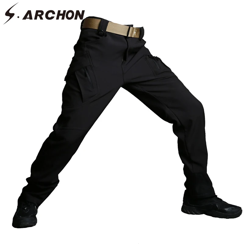 

New IX9 Shark Skin Soft Shell Military Tactical Pants Men Waterproof Heat Reflection SWAT Work Cargo Army Pants Winter Casual