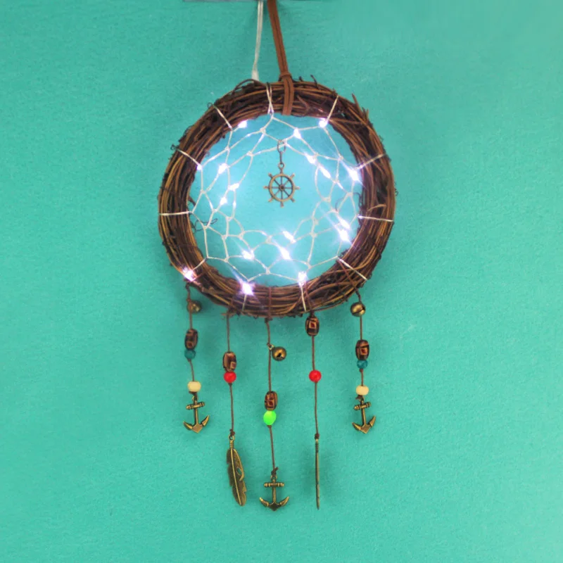 

LED Light Dreamcatcher Fashion Gift India Handmade Wind Chimes Hanging Pendant Dream Catcher Home Wall Art Decor