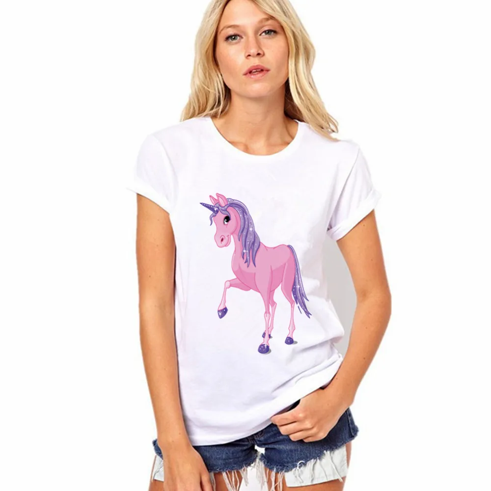 2017 Hot Sale New Fashion Unicorn Print Funny Tshirt Women Casual Shirt For Lady Fashion Harajuku Brand Free Shipping 10
