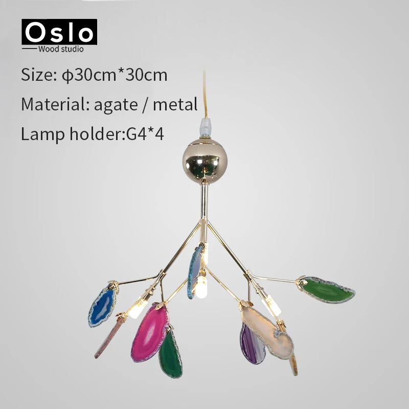 Креативная цветная Агатовая люстра Светлячок G4 Светодиодная люстра освещение лампы для столовой - Цвет абажура: 3 heads