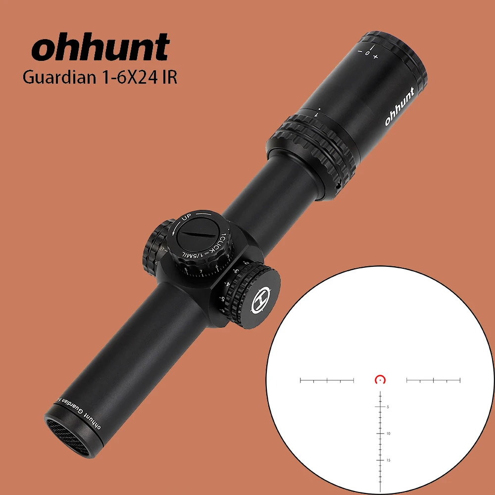 Ohhunt Guardian 1-6x24 ИК компактный прицел оптические прицелы стекло Сетка красный свет с башенками сброс Тактический стрельба прицел