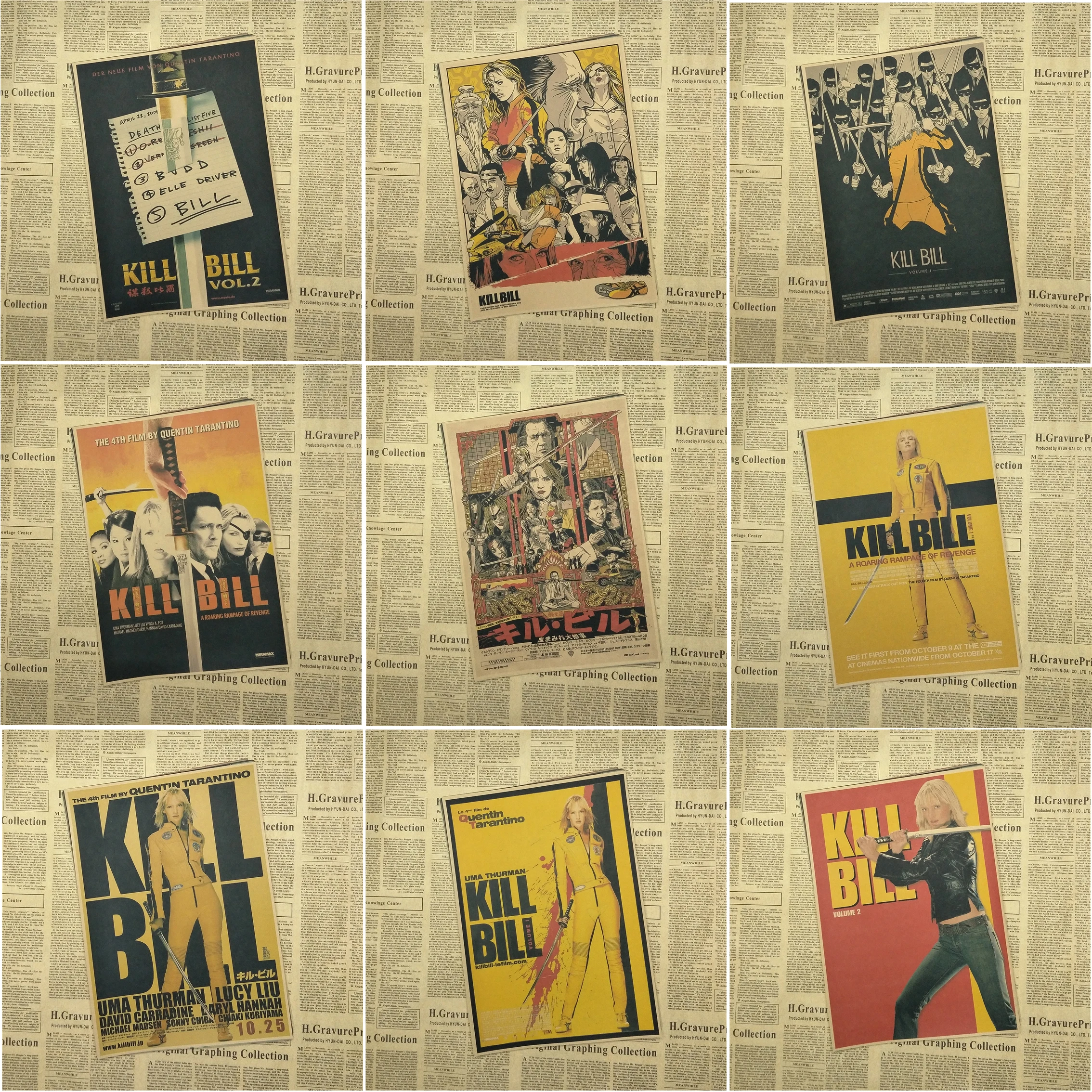 

Kill Bill Vol.1 Quentin Tarantino Poster Videos Classic Movie Kraft Paper Poster Bar Cafe Living Room Dining room