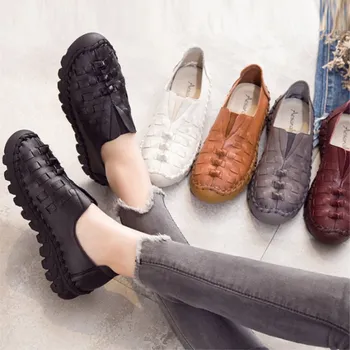 

Casual Women's Single shoes The new Retro Spring summer heavy-bottomed classic black Women shoes Comfortable soft Breathable