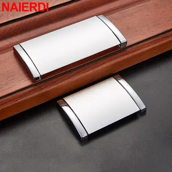 NAIERDI Aluminum Alloy Cabinet Pulls Drawer Furniture Wardrobe Knobs Cabinet Handles Hardware Kitchen Cupboard Knob 64mm96mm