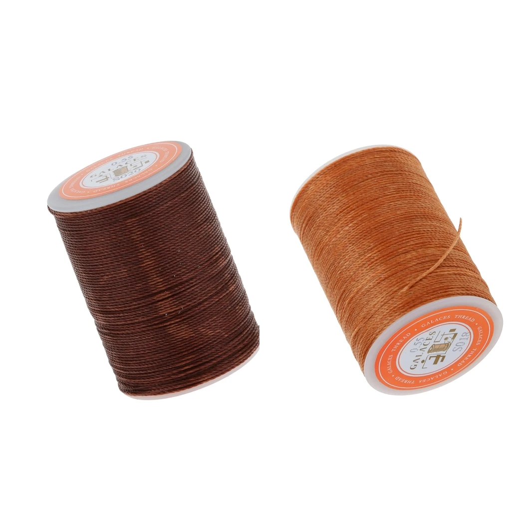 2 Pieces Leather Craft Handwork Sewing Round Waxed String Thread for Sewing Crafts Supplies