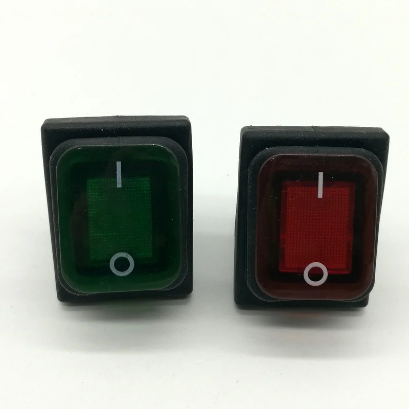 

5pcs rocker Led switch Waterproof RL2 KCD4-2X1N 4Pin boat shaped switch 2 gear 16A with light rocker switch silver contacts