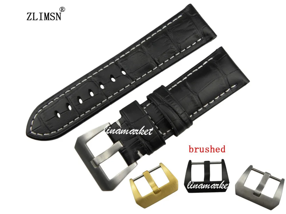 22mm NEW Black Thick Genuine Leather Watch Band Strap Bracelet