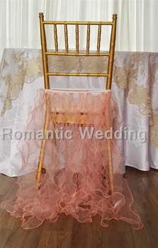 

Free shipment 10PCS/lots light orange white chiffon chair cover for Wedding decorations event product party decoration