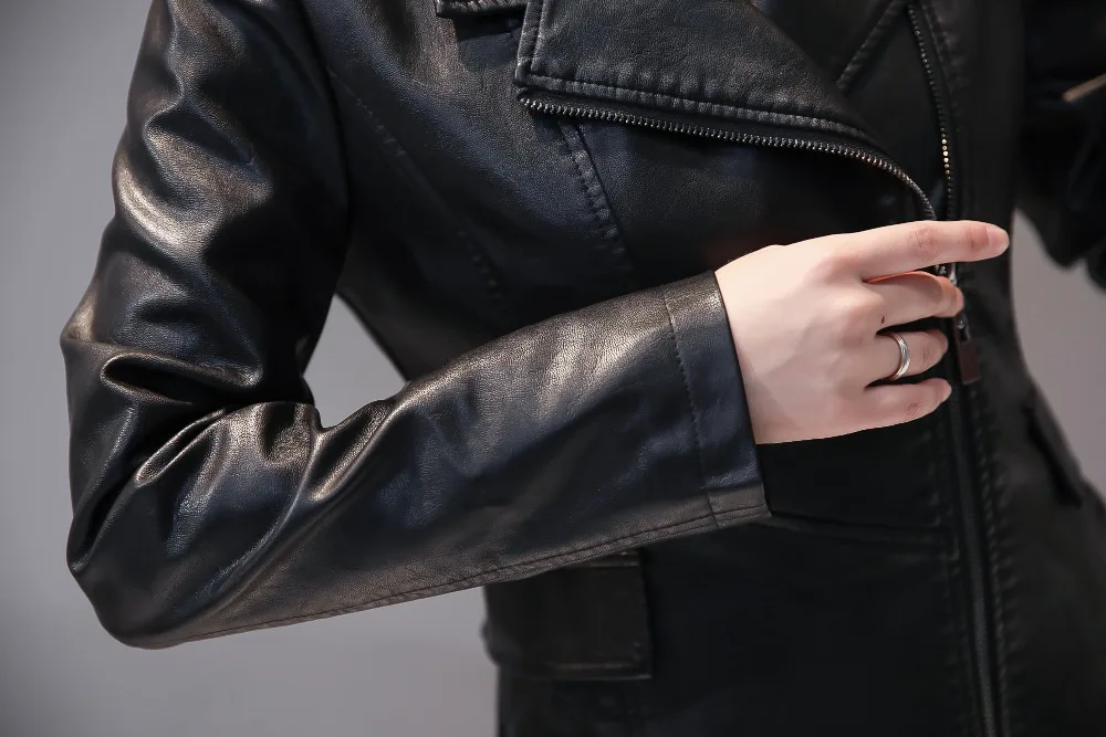 M-5XL размера плюс женская кожаная куртка, пальто, модная Офисная Женская Лоскутная длинная куртка из искусственной кожи, верхняя одежда высокого качества
