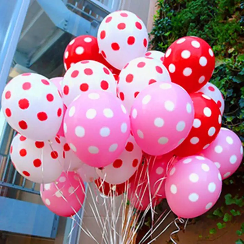 10pcs/Lot White Pink Red Spot Polka Dot Latex Balloons Globos Party