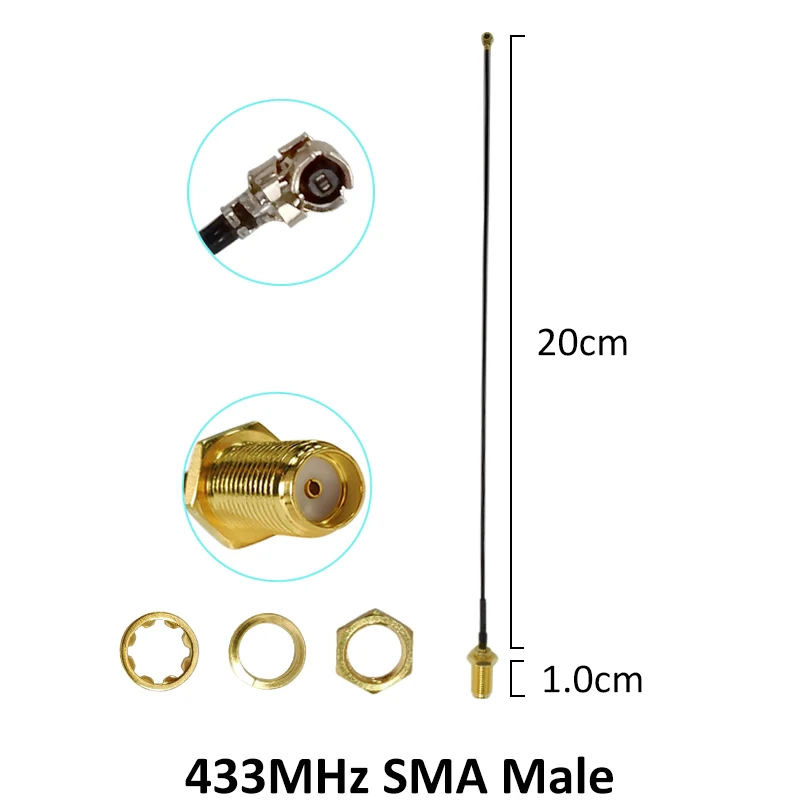 10pcs 433MHz Antenna 3dbi SMA Male Connector 433 MHz Directional Antena Small Size Waterproof Antenne +21cm RP-SMA Pigtail Cable