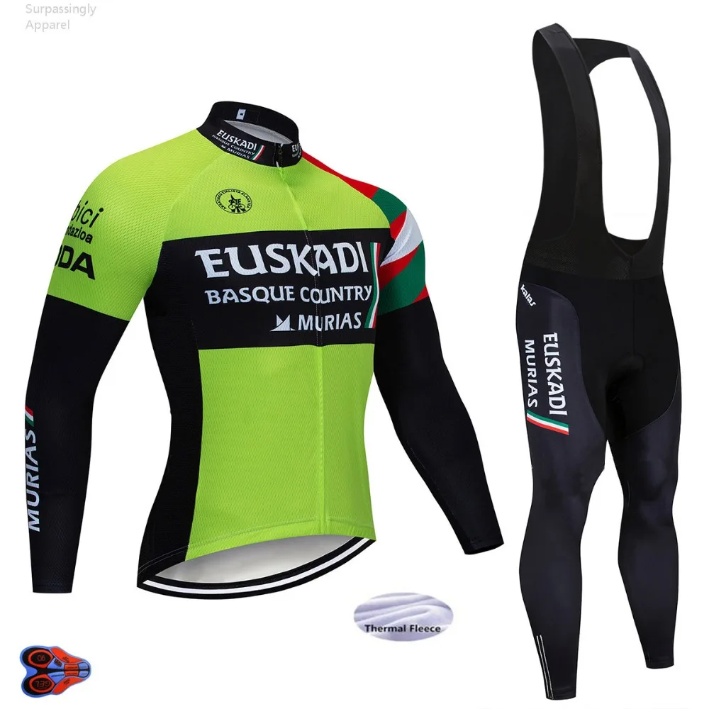 

Winter UCI EUSKADI 2019 Pro Cycling Jersey 9D Pants Set Ropa Ciclismo Men Windproof Thermal Fleece Bicycle Maillot Culotte Wear