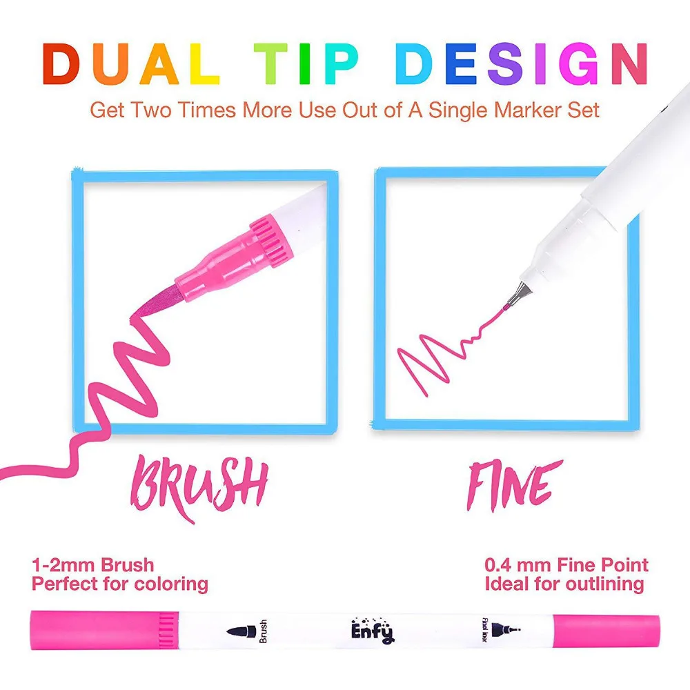 

Markers Pen Colorful Brush Pen 12/24/36/48/80/100 Colors/Box Double Heads Stationary For Copic School Art Supplies Wholesale