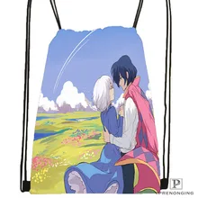 Изготовленный На Заказ chrisp_howls_moving_замок, рюкзак на шнурке, милый детский рюкзак(черная спинка) 31x40 см#180611-03-136