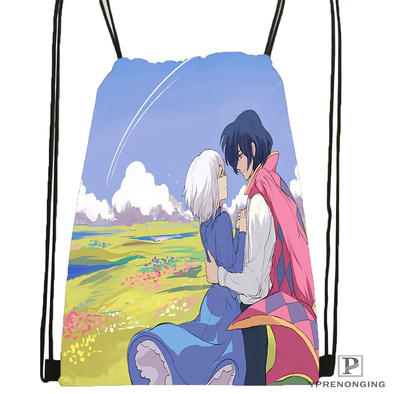 Custom chrisp howls moving castle Drawstring BackpackBagforManWomanCute Daypack Kids Satchel Black Back 31x40cm 180611 03 136