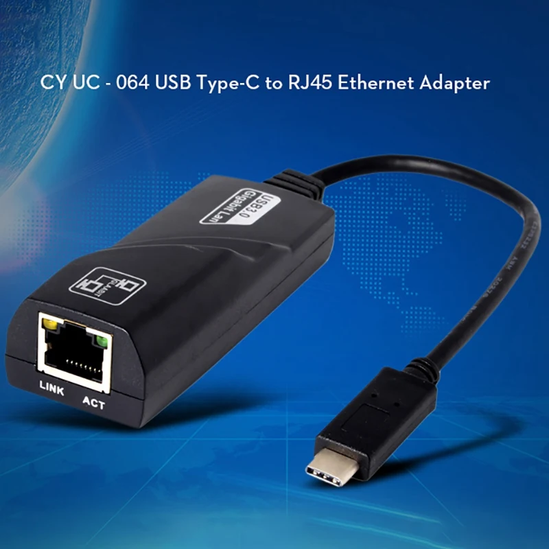 Uc-064 Usb 3,0 5 Гбит/с type-C до 1000 Мбит/с гигабитный Ethernet сетевой адаптер Lan для Rj45 cv6 Ieee 802.3Az