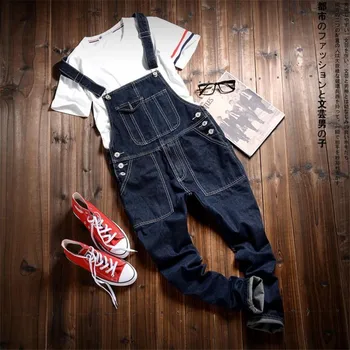 

New Japanese Casual Feet Jeans Spring and autumn Trend Bib Fashion Hiphop Overalls Self-cultivation Jumpsuits