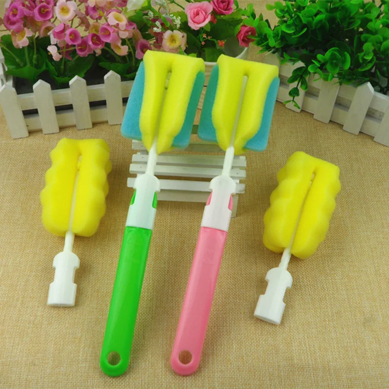 Baby Feeding 2017 New Sponge bottle brush+Sponge Head 2 Pieces Set