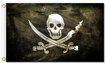 

3x5ft polyester decorations flags banner with custom Pirate Jolly Roger Flag 3x5ft
