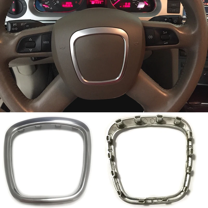 

Chrome car steering wheel decorative ring sticker emblem logo trim frame sticker for Audi A3 S3 8P A4 B6 B7 B8 A6 C7 A5 Q5 Q7