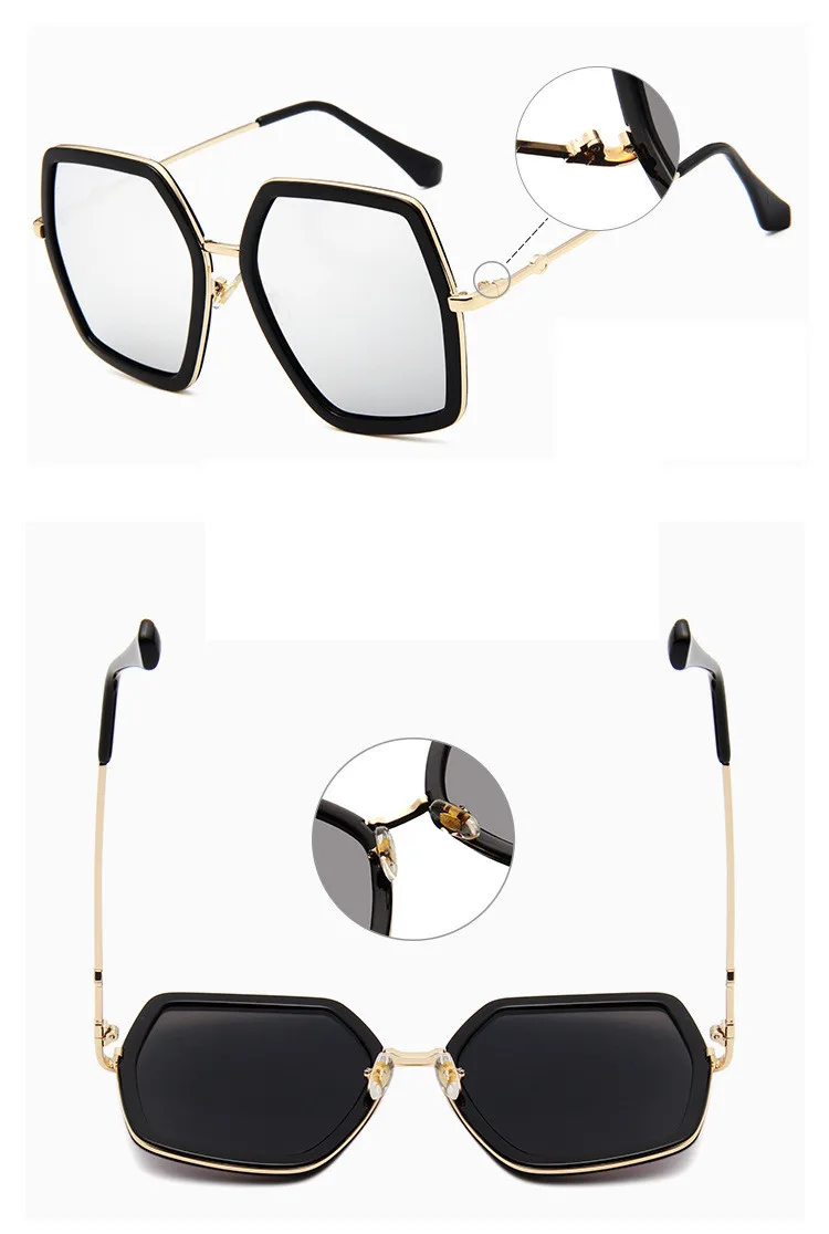 Дизайнерские брендовые солнцезащитные очки для женщин, очки в стиле ретро, очки для мужчин и женщин, солнцезащитные очки Gafas, большая коробка, большие винтажные многоугольные очки