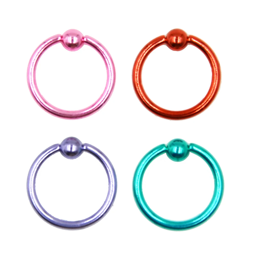 

4Pc Mixed Color Anodized Colorful Stainless Steel BCR CBR Captive Bead Ring Ear Tragus Eyebrow Jewelry Lip Bar Piercing Ring