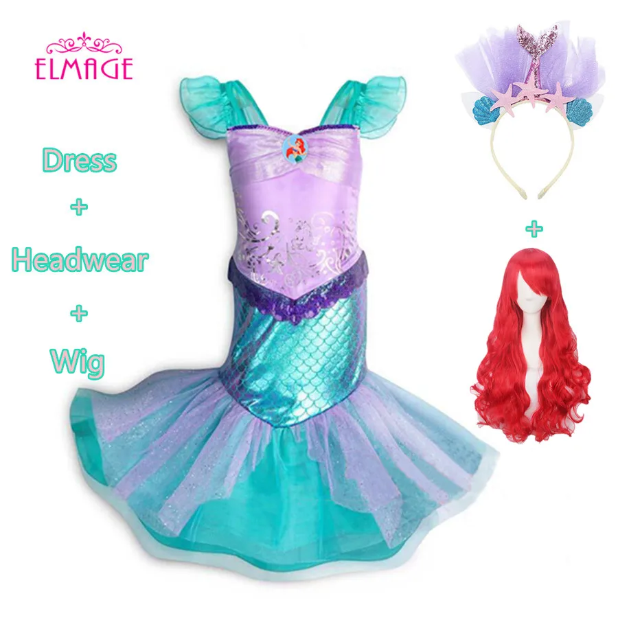 Розовое платье принцессы для девочек для костюмированной вечеринки с единорогом; карнавальный костюм на день рождения Ариэль; Костюм Русалки для косплея; Одежда для девочек