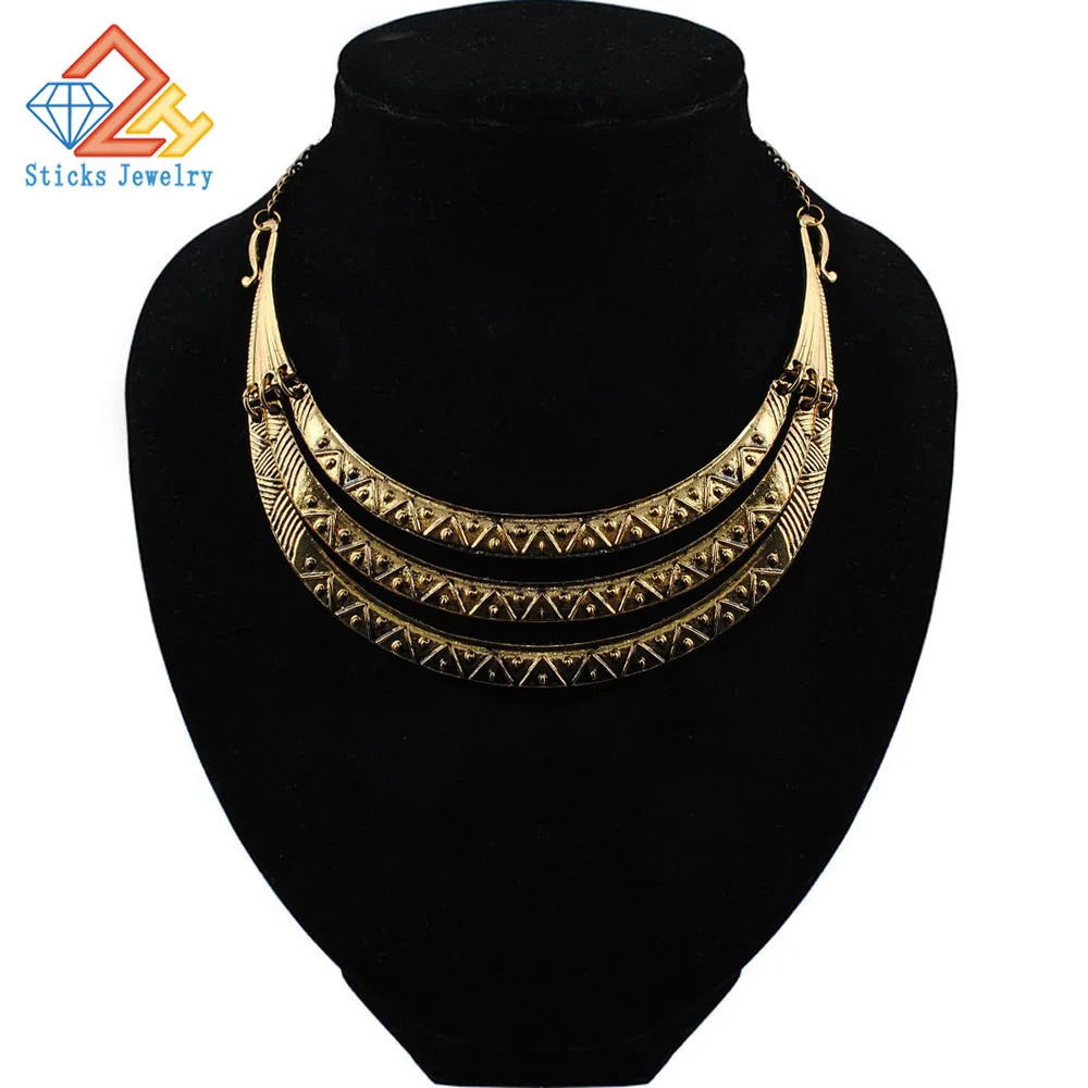 

Alloy retro curved collar fashion street shoot half bent metal necklace, free shipping