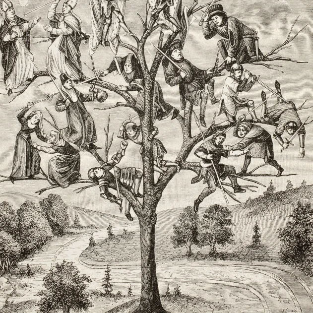 The Tree Of Battles. Allegorical Figures Representing The Discord Existing