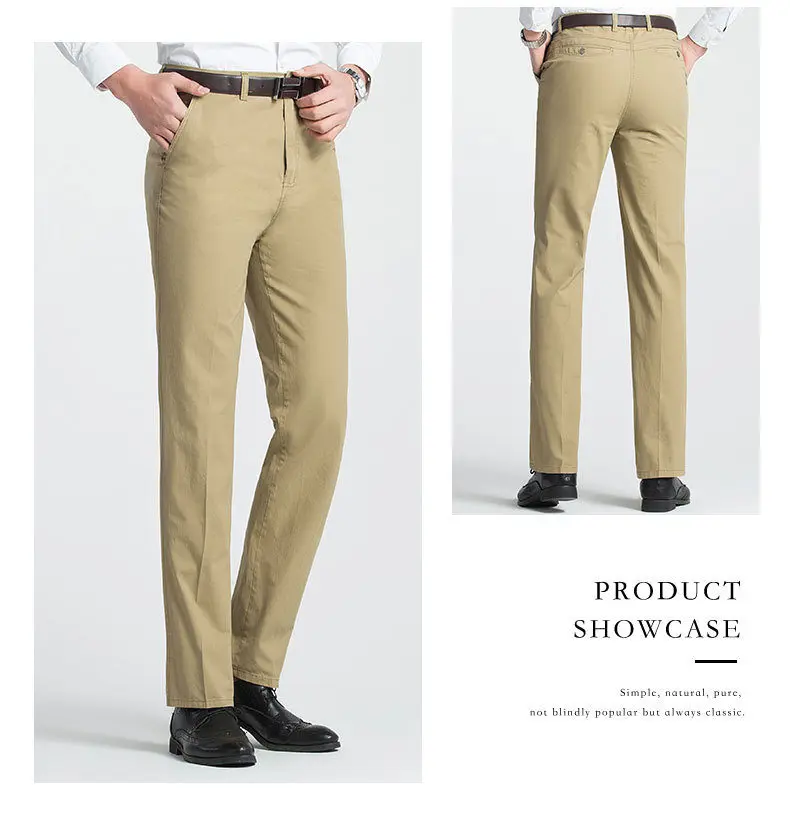 2018 Casual Straight Pants Men Cotton Cargo Men Pants Spring Summer Autumn Male Work Trousers High Waist Full Length Solid Color-10