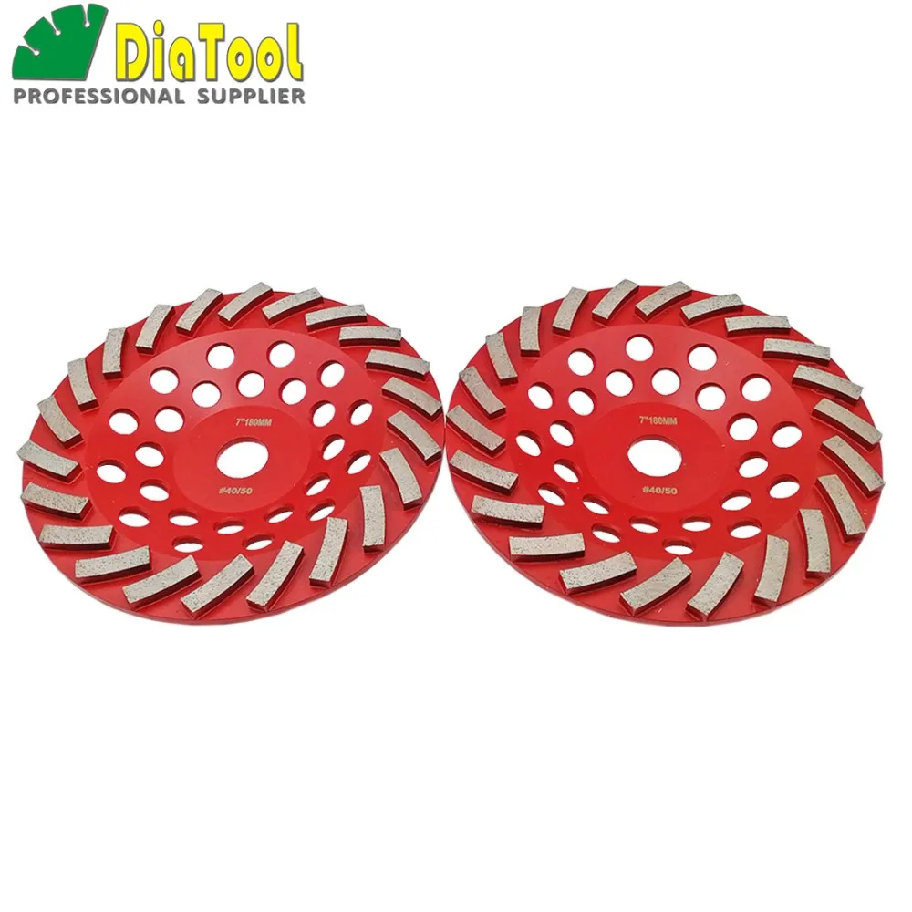 DIATOOL Diameter 180MM Segmented Turbo Diamond Grinding Cup Wheel For Concrete And Masonry Material, 7" Diamond Grinding Discs