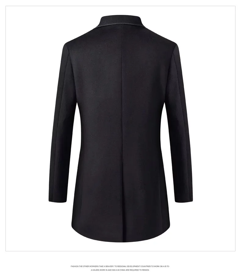 Осенне-зимний Тренч в британском стиле для мужчин, приталенная кашемировая длинная деловая куртка для мужчин