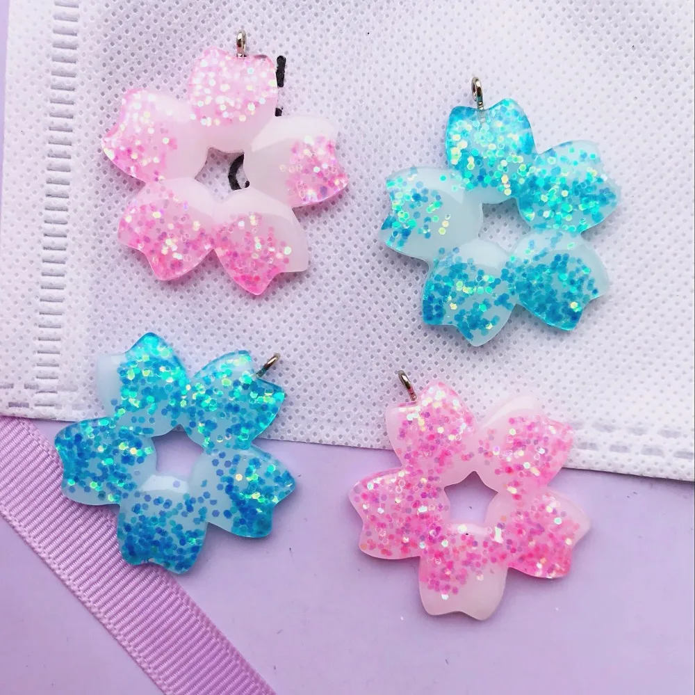 

10pcs cherry blossom charms flat back resin charms necklace pendant keychain charms for DIY decoration