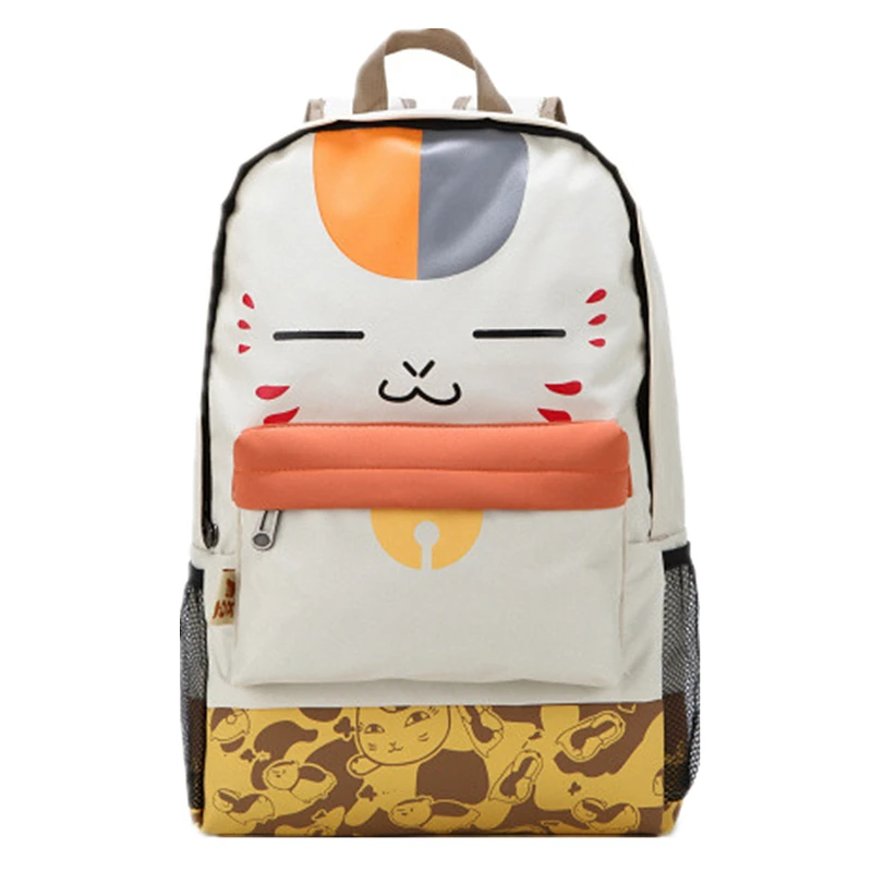 

Japanese Cartoon Backpacks Schoolbag Beige Plush Cat Canvas Backpack Women Student School Bags Leisure Book Laptop Bag