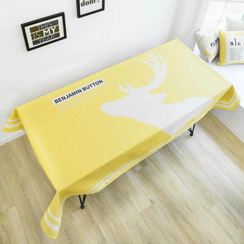 

Cotton Linen Tablecloth Wind Table Cloth Thickening Rectangular Tablecloth Yellow Coffee Table Cloth 030