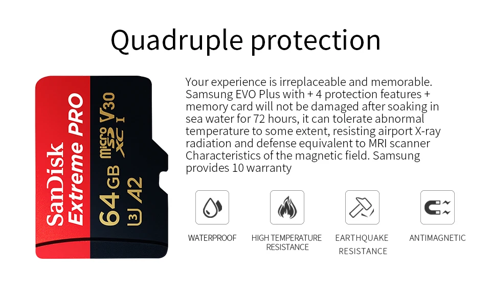 Sandisk Extreme Pro Micro SD карт до 170 МБ/с. 64 GB 128 GB sandisk TF карты памяти с адаптером SD A2 V30 U3 карты