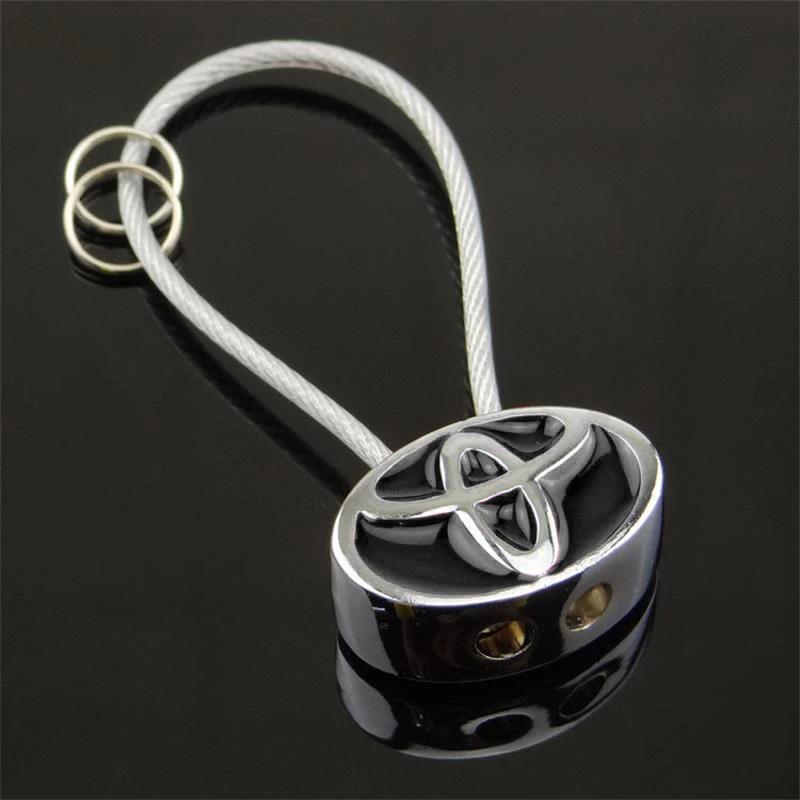 

Metal keychain car logo keychain Wire rope key ring key holder key chain auto fashion keychains accessories for Toyota
