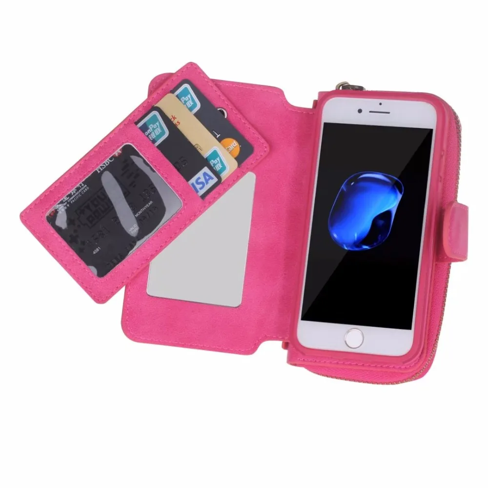 wallet case 5 cards 11 iphone Function Slots Hand Zipper Card Multi 11 Strap PU Bag TPU