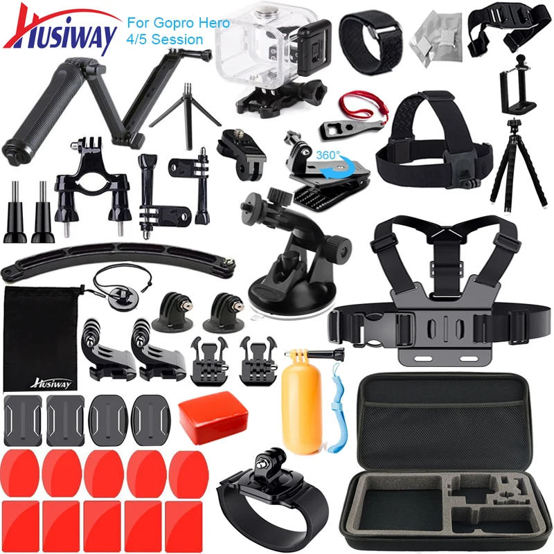 

Husiway Accessories Kit for Gopro Hero 5/4 Session Waterproof Housing Case Set 57A