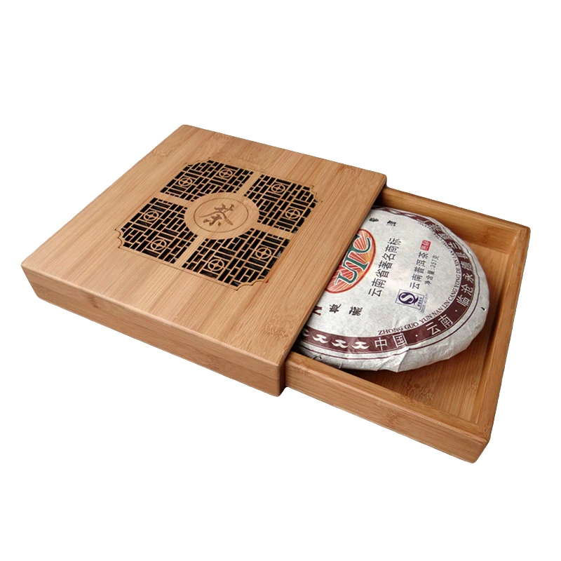 Bamboo Retro Pu'er tea box wood Storage Box Engraved Natural Bamboo Tray Tea Accessories decoration square gift case organizer