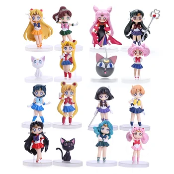 

Anime Sailor Moon Figures Tsukino Usagi Sailor Mars Mercury Jupiter Venus Saturn PVC Figure Toys 16pcs/set SAFG030