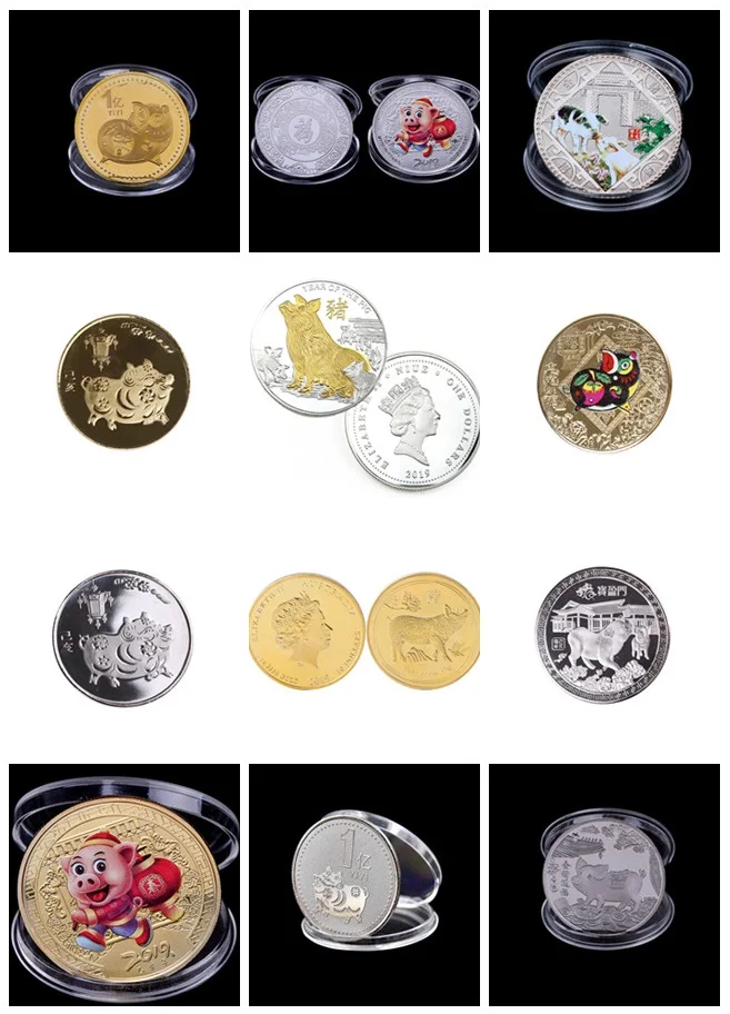 2019 Year Of Pig Commemorative Coin New Year Gift Gold Silver Good Fortune Fu Pig Delivers Collection Coins Car Home Decor