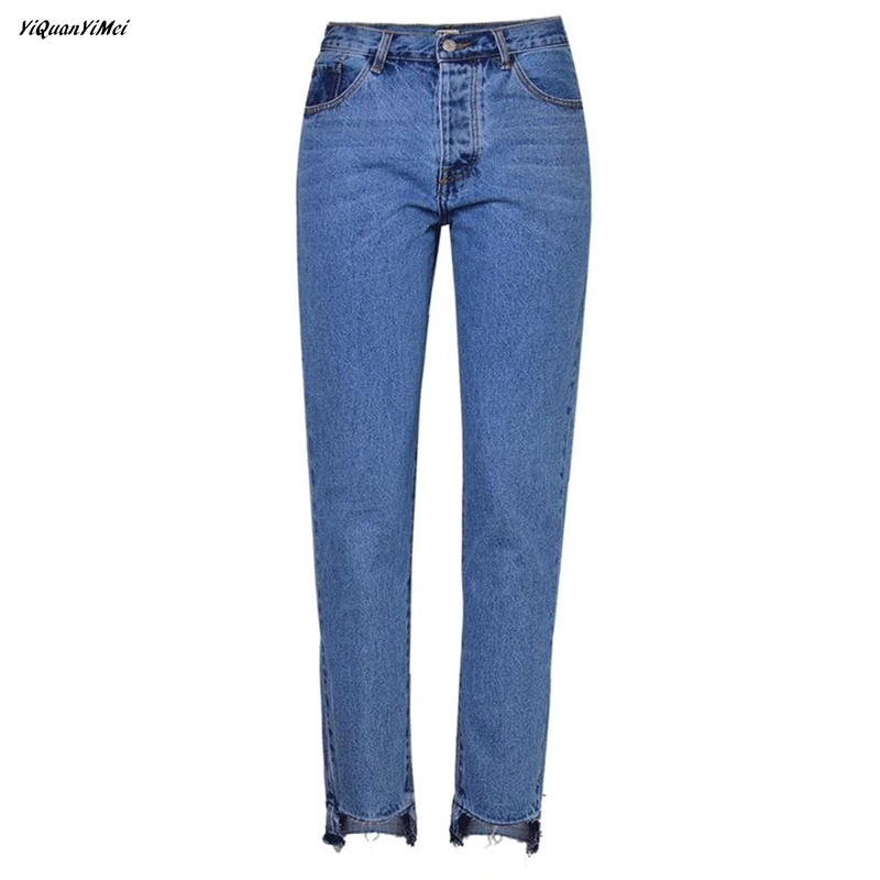 

YiQuanYiMei Fashion Straight Boyfriend Jeans For Women Vintage Mid Waist Denim women Jeans Casual Pants