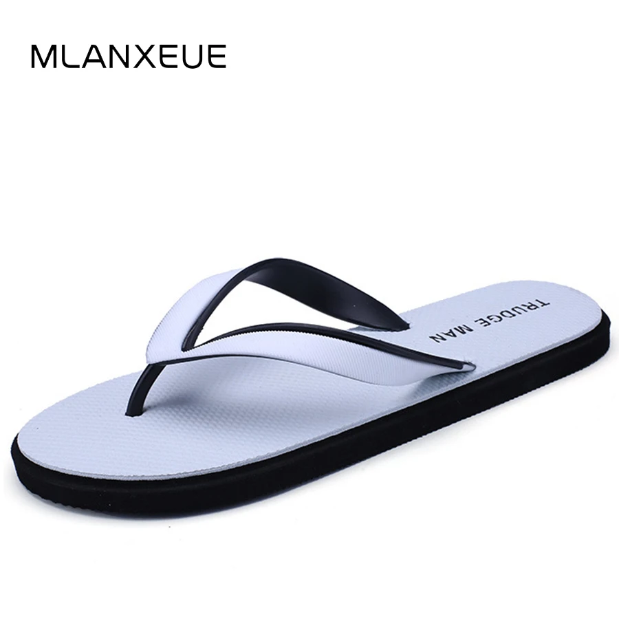 

MLANXEUE New Clip Toe Breathable Men Slippers Fashion Non-slip Beach Men Shoes Plus Size Soft Sole Male Flip Flops Black Shoes