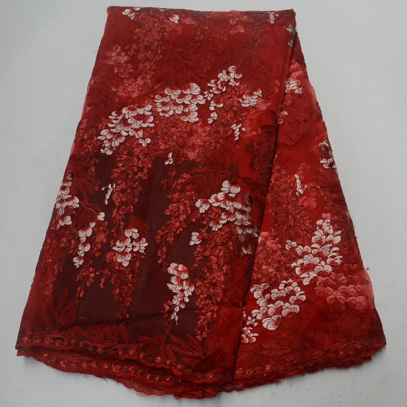 

Free shipping (5yards/pc) high quality African Frenhc net lace fabric with gorgeous sequins embroidery for party dress FLP920