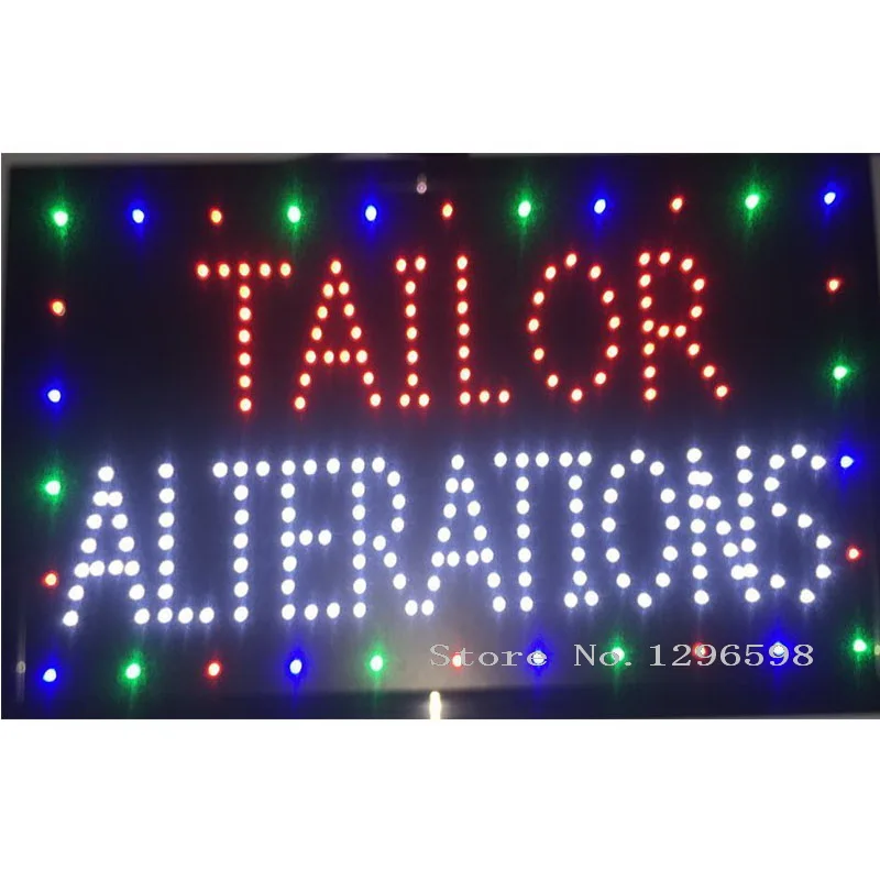 

13"x24" Animated Tailor and Alterations Open LED Sign w/Flashing Controller