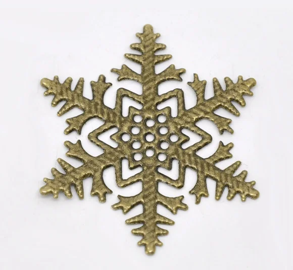 

DoreenBeads Alloy Embellishments Findings Christmas Snowflake Antique Bronze Flower Hollow Pattern 4.5cm x 4.5cm ,5 PCs new